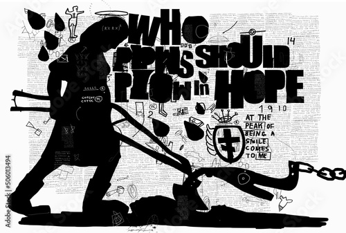 Woman with a plow