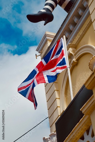 union jack flag outside old cinema in brighton 