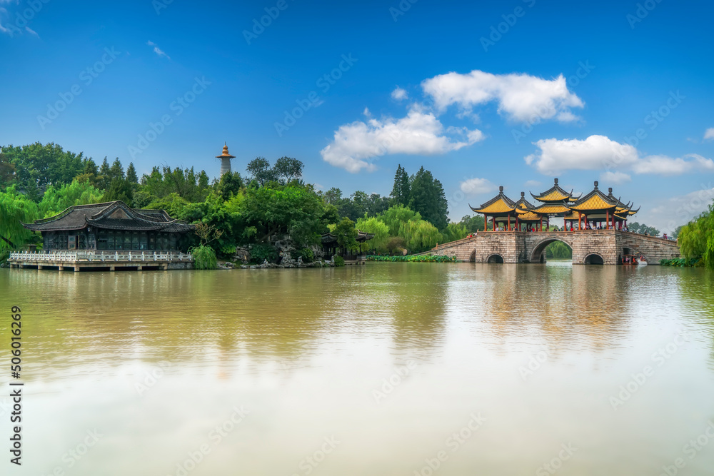 Slender West Lake Chinese Garden in Yangzhou, China Slender West Lake Chinese Garden in Yangzhou, China