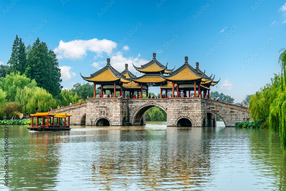 Fototapeta premium Slender West Lake Chinese Garden in Yangzhou, China