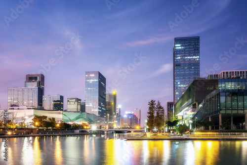 China Ningbo city landscape night view