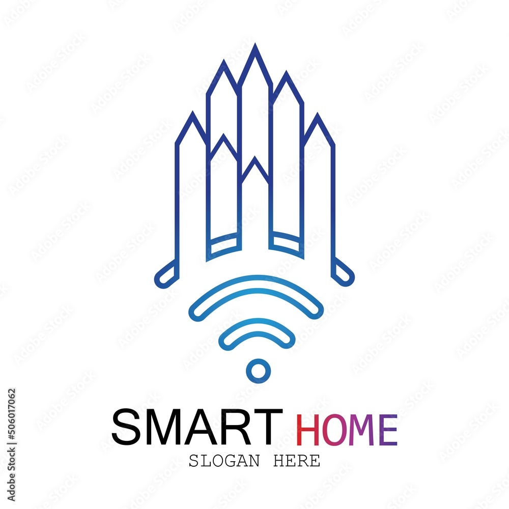 Wifi House Vector Logo.Smart City Tech Icon Vector. City Net Logo Concept Vector Wifi House Vector Logo.Smart City Tech Icon Vector. City Net Logo Concept Vector