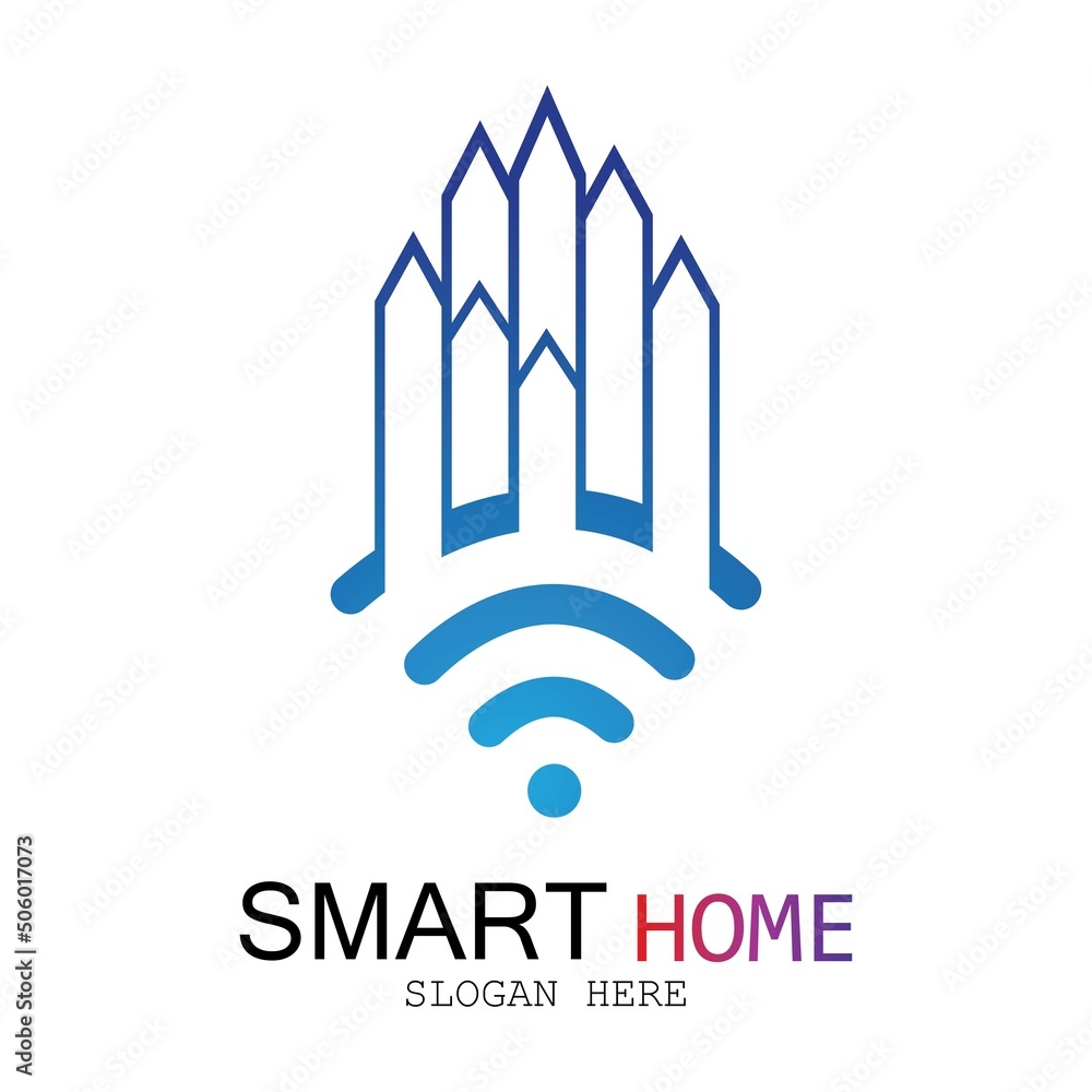 Wifi House Vector Logo.Smart City Tech Icon Vector. City Net Logo Concept Vector Wifi House Vector Logo.Smart City Tech Icon Vector. City Net Logo Concept Vector