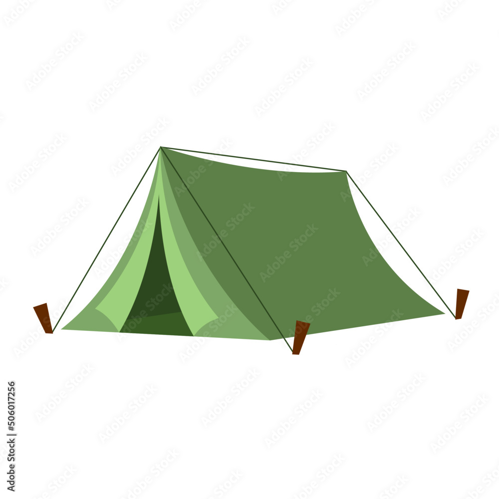 camping tent flat vector illustration - obrazy, fototapety, plakaty 