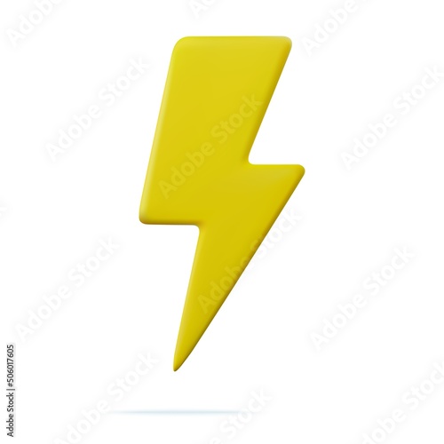 3d Yellow thunder and bolt lighting flash