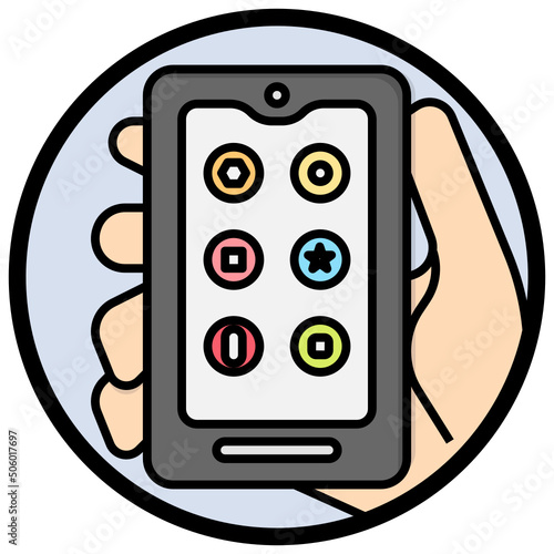 Smartphone filled outline icon,linear,outline,graphic,illustration