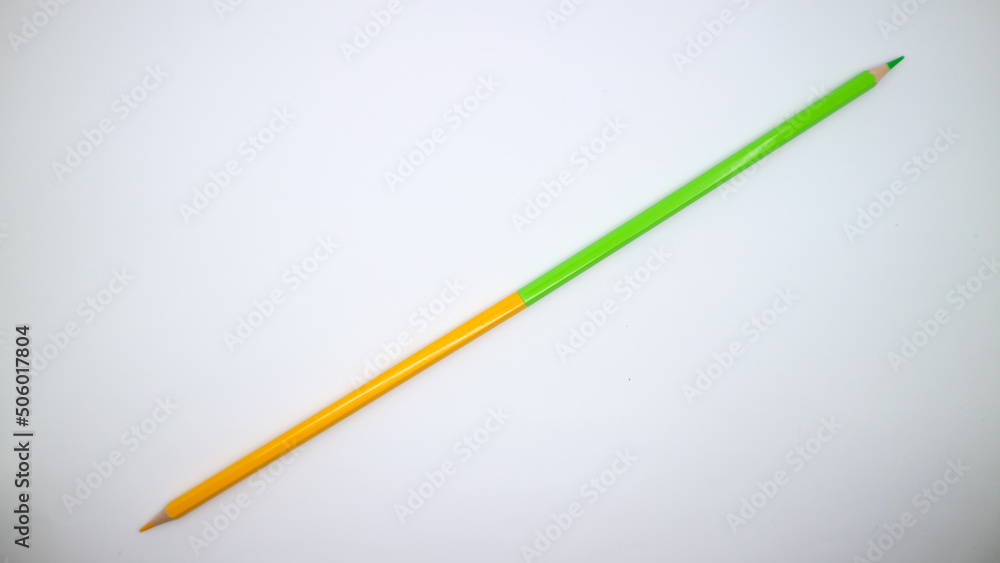 Two color pencil on white background with copy space Two color pencil on white background with copy space