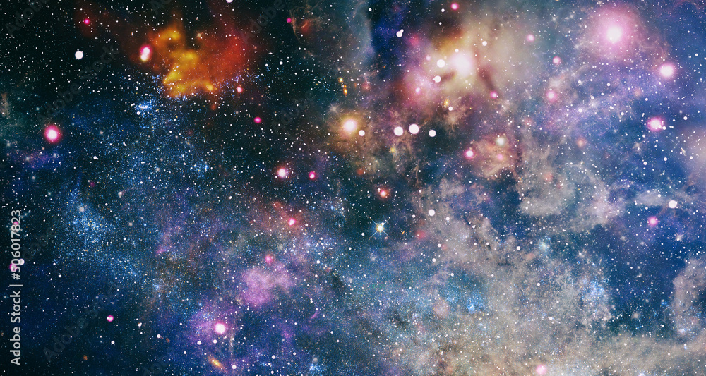 Stars and far galaxies. Wallpaper background. Sci-fi space wallpaper. Elements of this image furnished by NASA - obrazy, fototapety, plakaty 