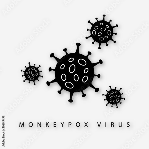 Black virus icon sign monkeypox with shadow. Pox virus concept. Vector clipart illustration