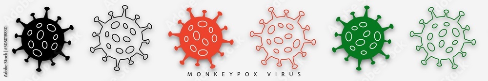 Set icon sign monkeypox with shadow. Pox virus concept. Vector illustration Set icon sign monkeypox with shadow. Pox virus concept. Vector illustration