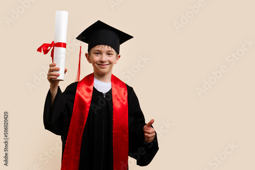 Child whizkid graduation certificate photo