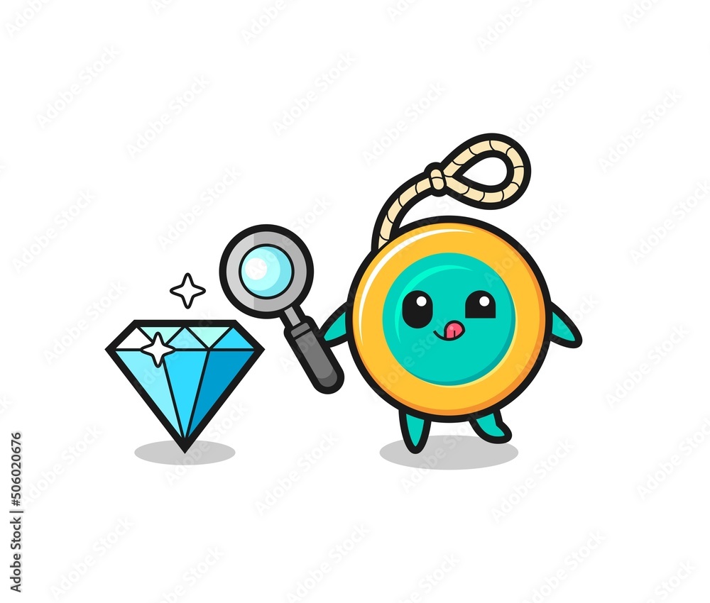 yoyo mascot is checking the authenticity of a diamond yoyo mascot is checking the authenticity of a diamond