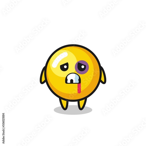 injured egg yolk character with a bruised face