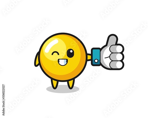 cute egg yolk with social media thumbs up symbol