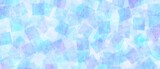 重なる四角の柄　幾何学模様の抽象背景横長バナー）オーロラカラー　青と紫　爽やか