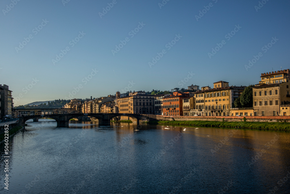 A view of Ponte Vecchio in Florence early morning