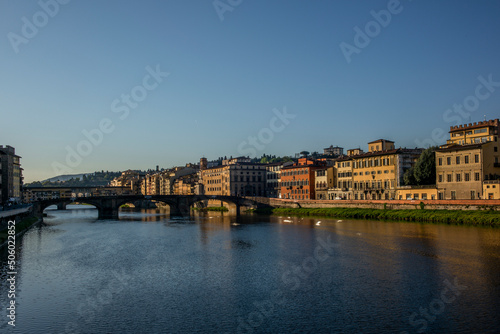 A view of Ponte Vecchio in Florence early morning