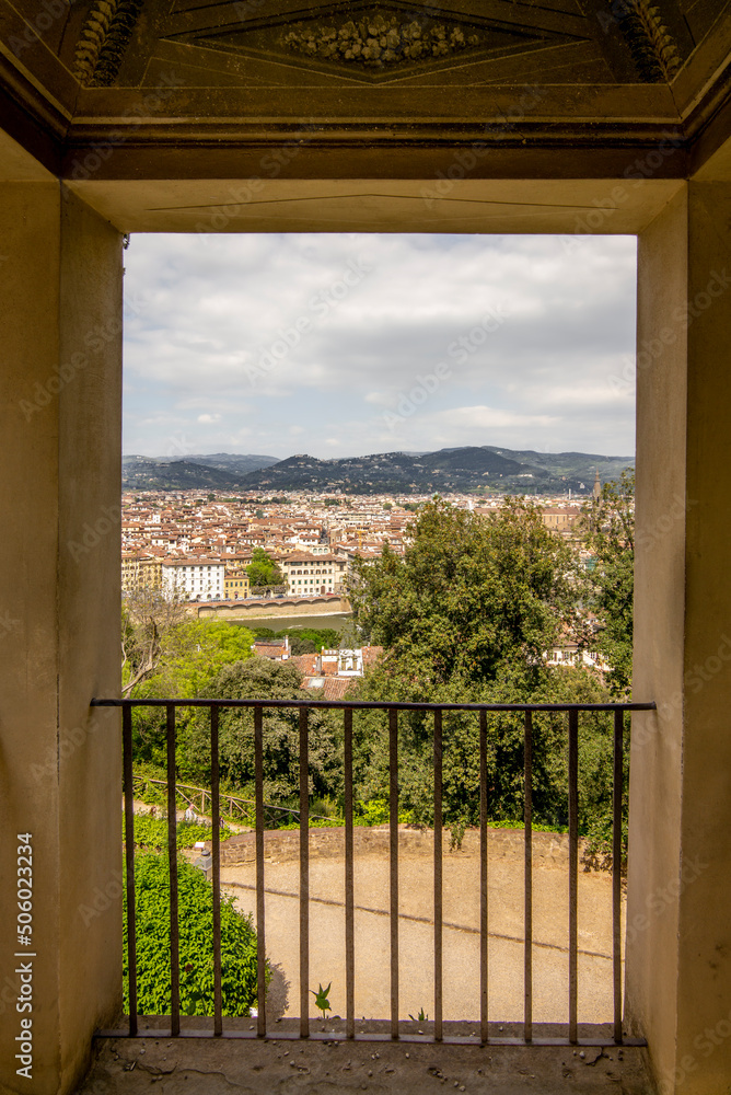 A view of Florence from a window in Spring
