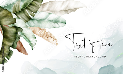 elegant hand drawn luxury banana leaf floral background