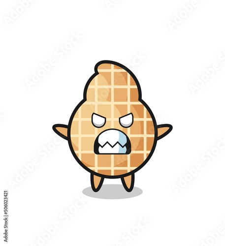 wrathful expression of the peanut mascot character