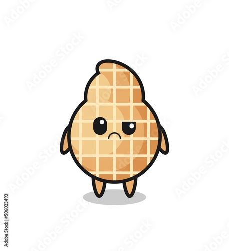 the mascot of the peanut with sceptical face