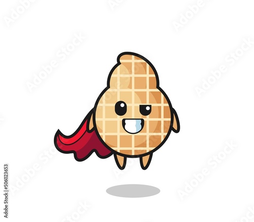 the cute peanut character as a flying superhero