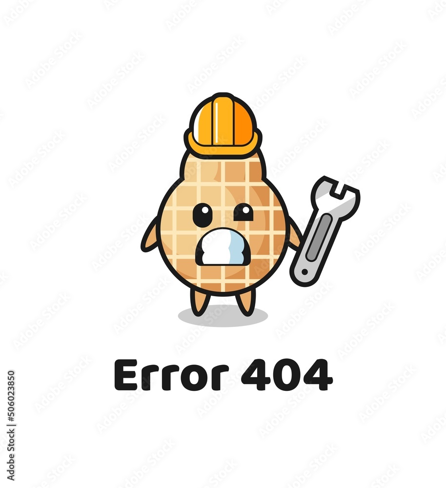 error 404 with the cute peanut mascot