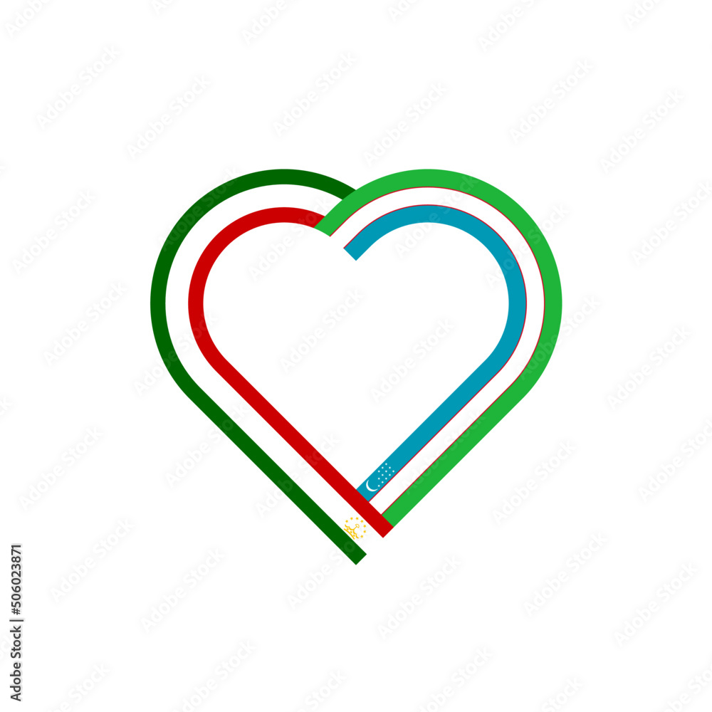 unity concept. heart ribbon icon of tajikistan and uzbekistan flags. vector illustration isolated on white background unity concept. heart ribbon icon of tajikistan and uzbekistan flags. vector illustration isolated on white background