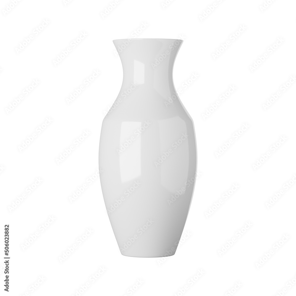 White ceramic vase isolated on white background, 3d rendering