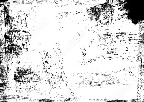 Vector monochrome grunge texture. Abstract Wintage black and white background. Template of scratch, scuffs, stains, ink spots, chips in Retro design in Dark tones.