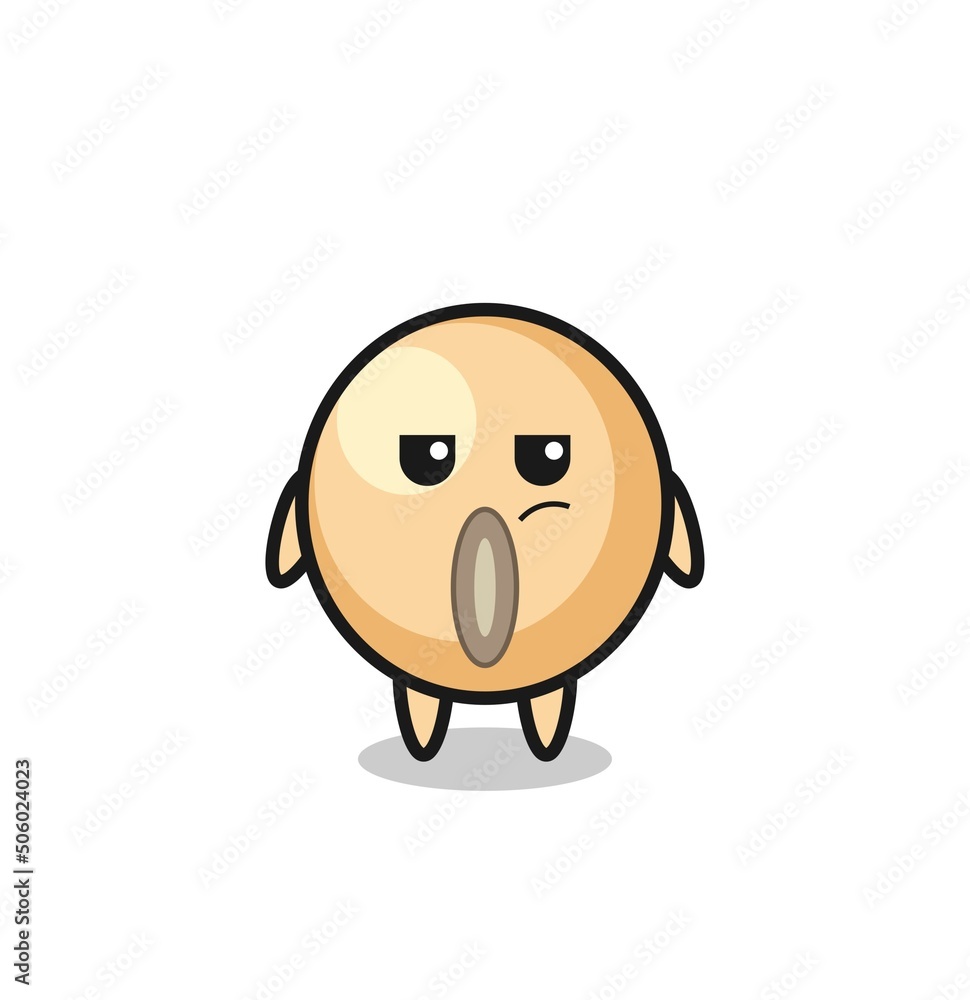 cute soy bean character with suspicious expression cute soy bean character with suspicious expression