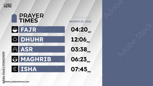 Islamic prayer time schedule banner template