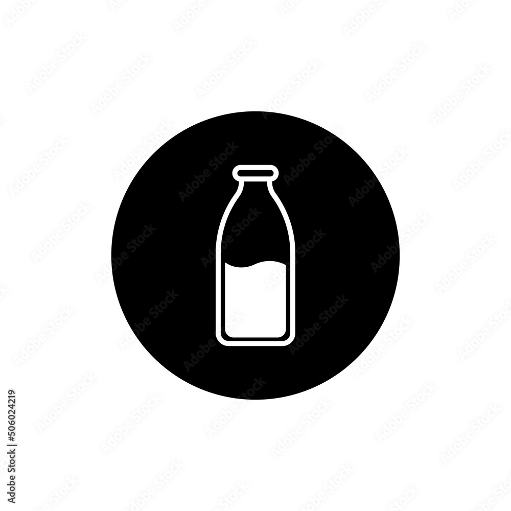 Bottle with milk icon in black round Bottle with milk icon in black round