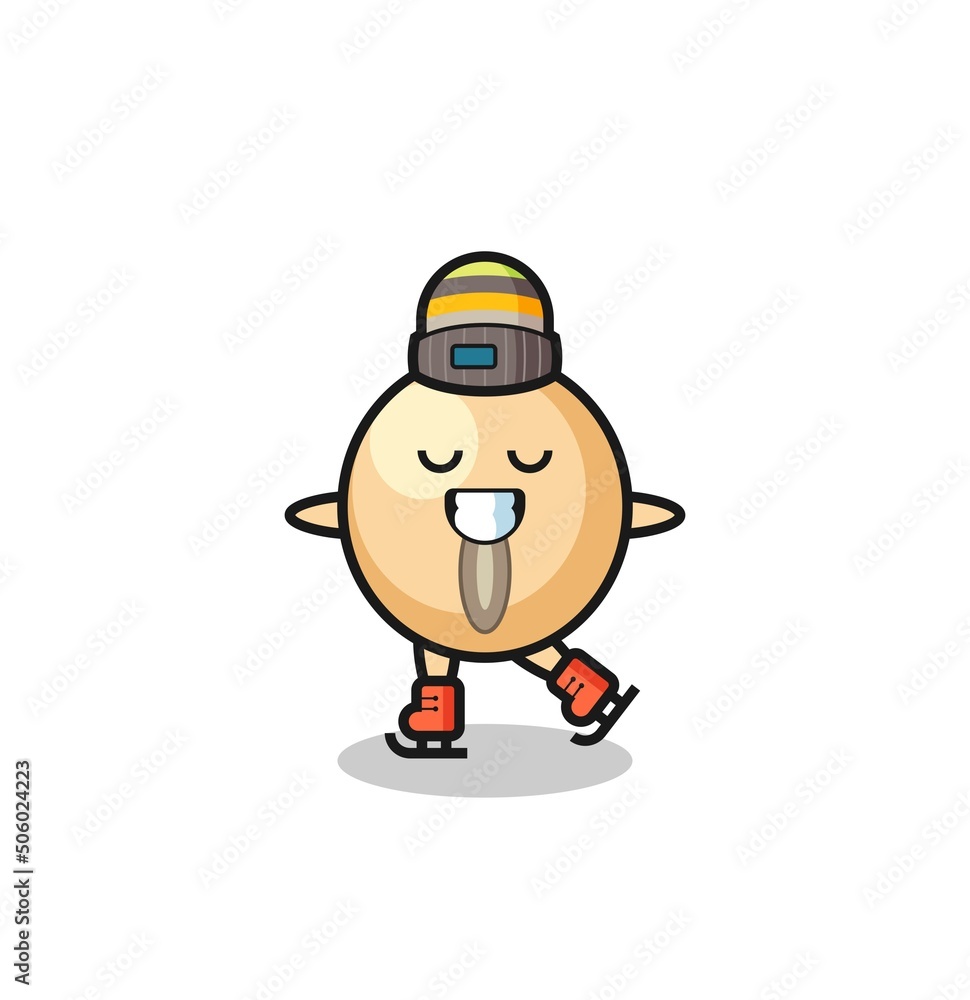 soy bean cartoon as an ice skating player doing perform soy bean cartoon as an ice skating player doing perform