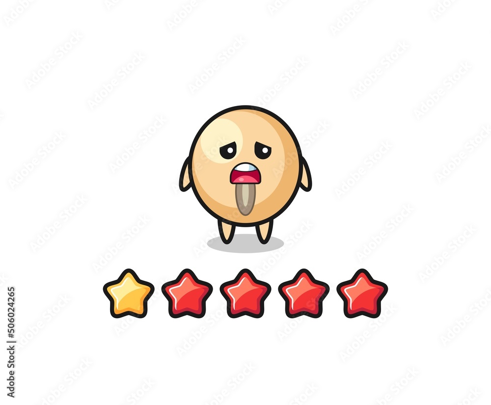 the illustration of customer bad rating, soy bean cute character with 1 star the illustration of customer bad rating, soy bean cute character with 1 star