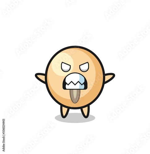 wrathful expression of the soy bean mascot character