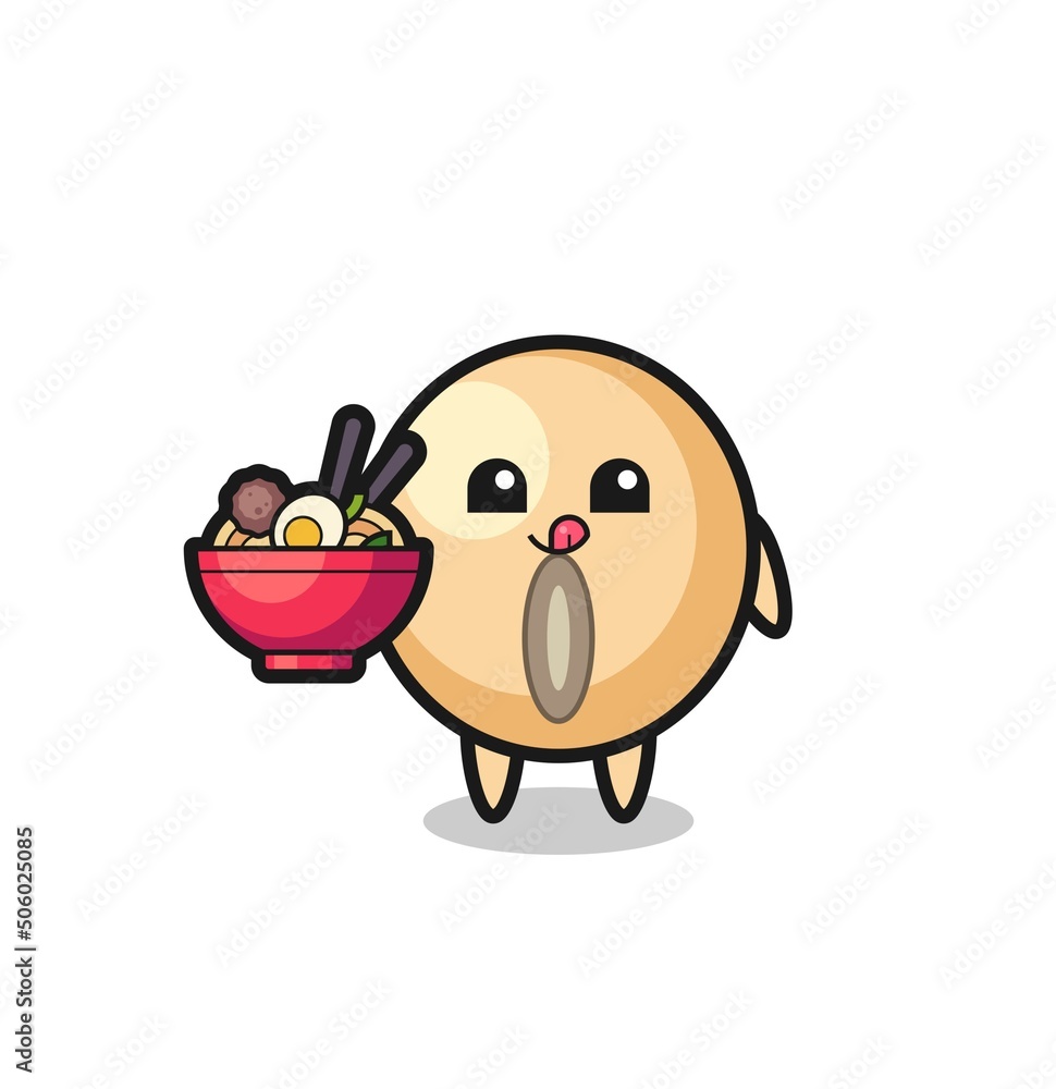 cute soy bean character eating noodles cute soy bean character eating noodles