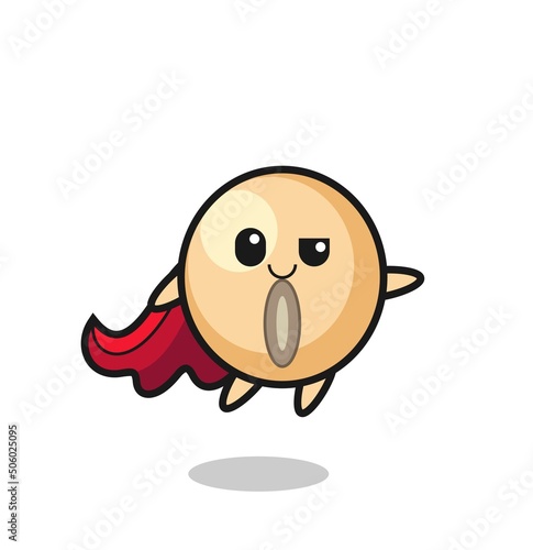 cute soy bean superhero character is flying