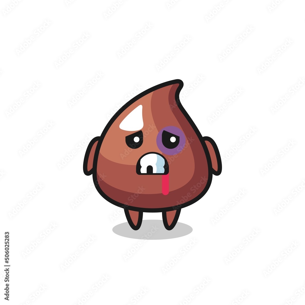 injured choco chip character with a bruised face injured choco chip character with a bruised face