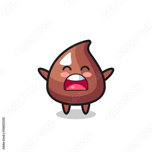 cute choco chip mascot with a yawn expression