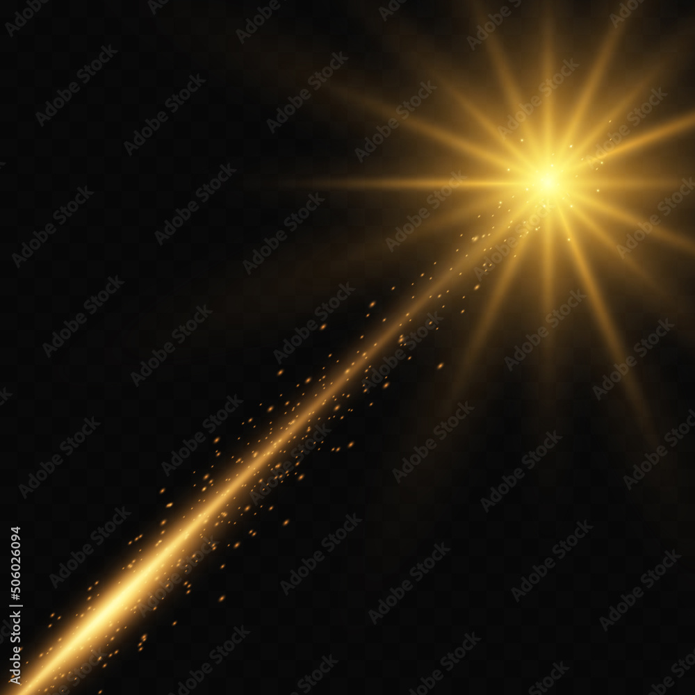 Beautiful golden star vector illustration isolated on transparent ...