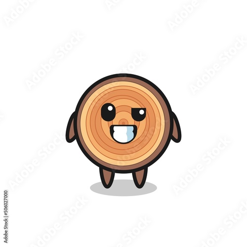 cute wood grain mascot with an optimistic face