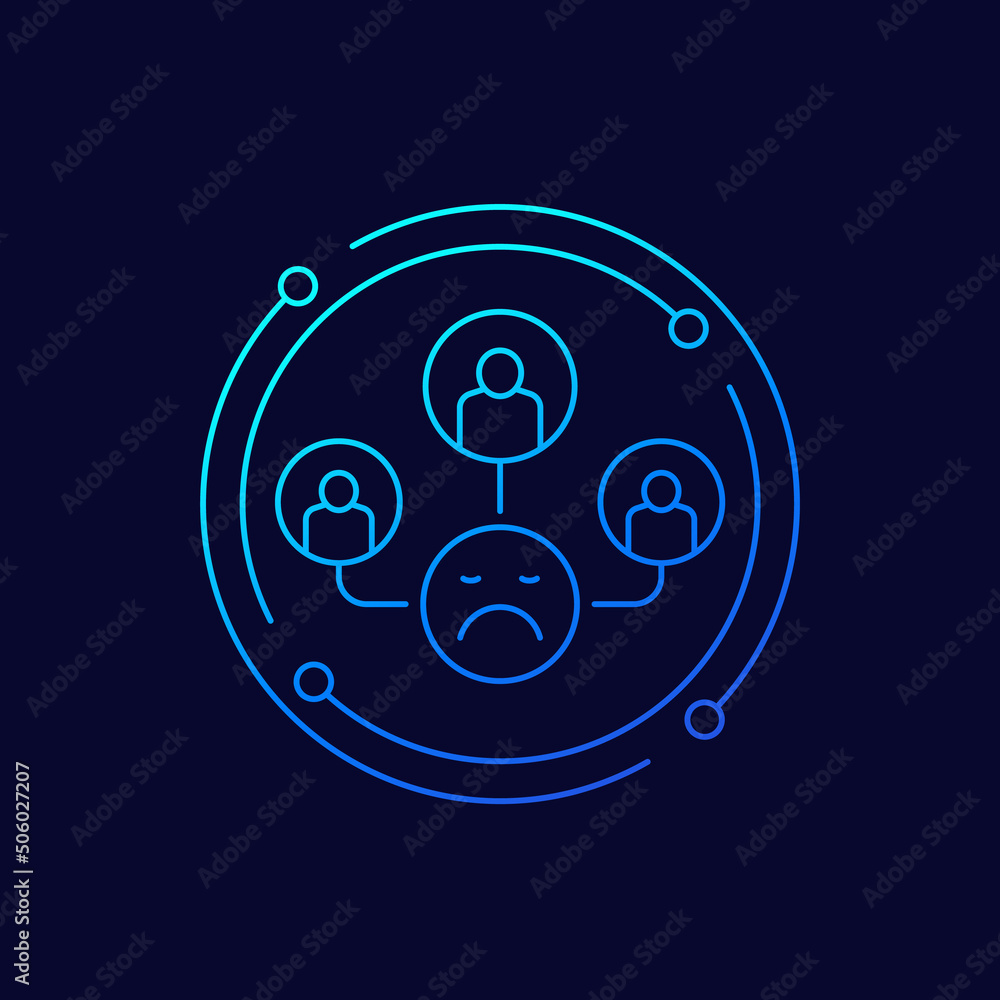 negative social interaction icon, linear design negative social interaction icon, linear design