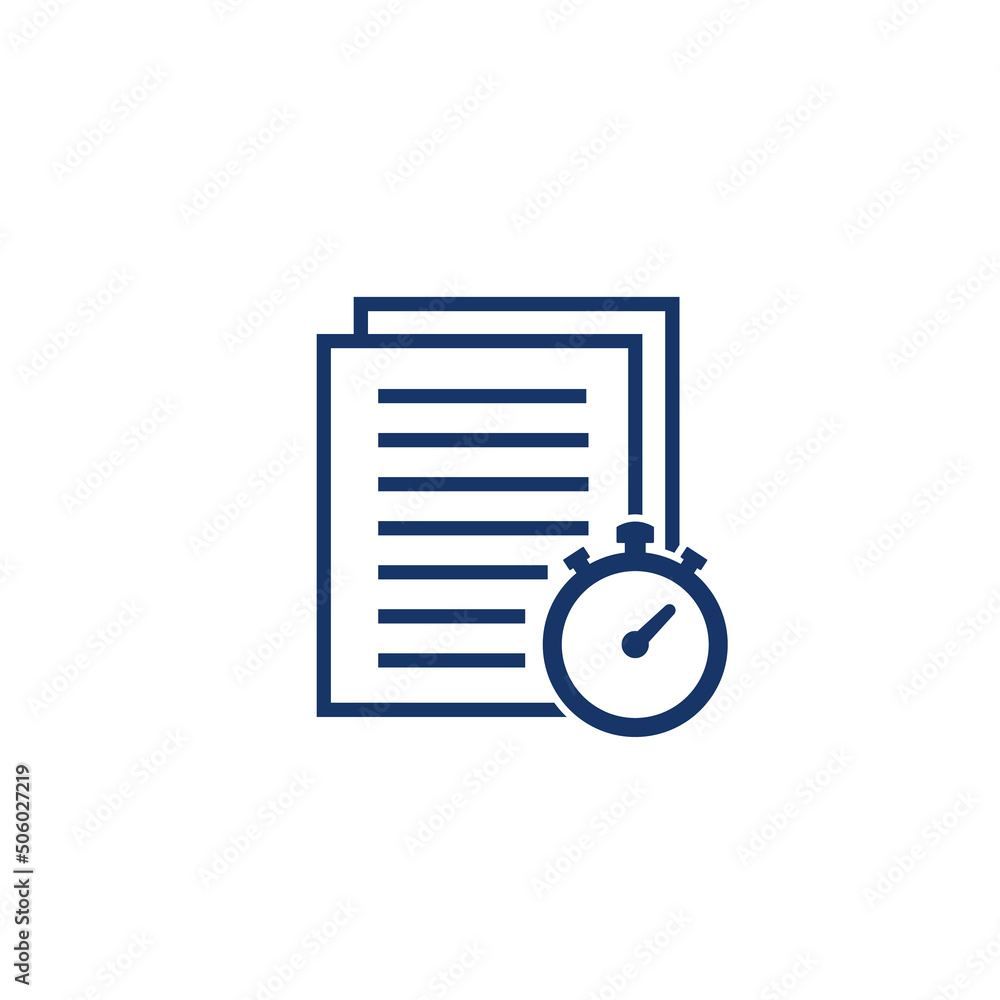 timesheet icon on white, document and stopwatch timesheet icon on white, document and stopwatch
