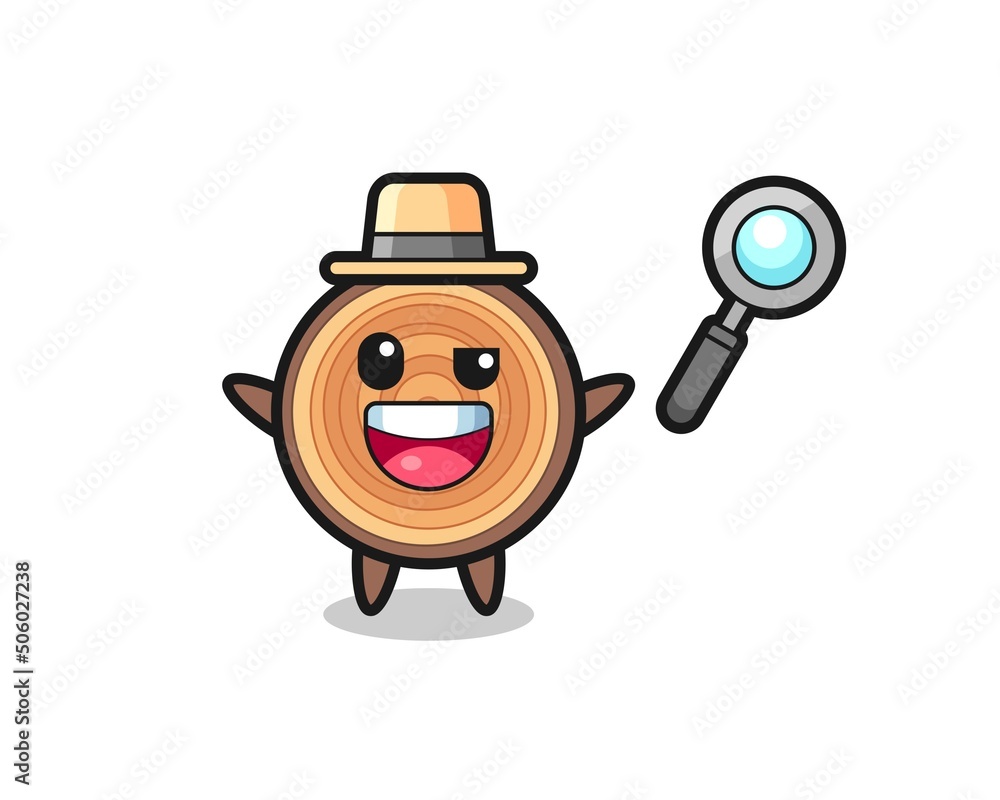 illustration of the wood grain mascot as a detective who manages to solve a case illustration of the wood grain mascot as a detective who manages to solve a case
