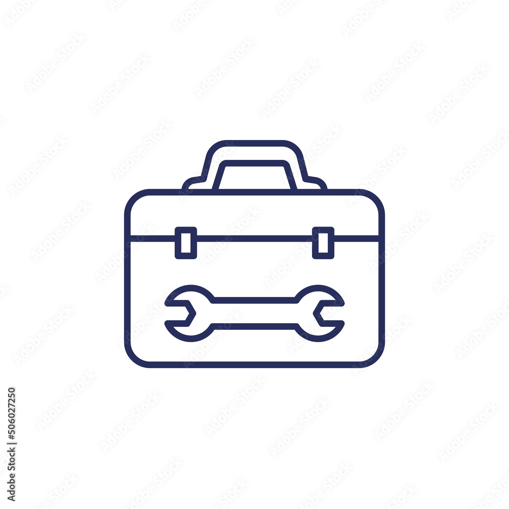Tool box line icon with a wrench Tool box line icon with a wrench