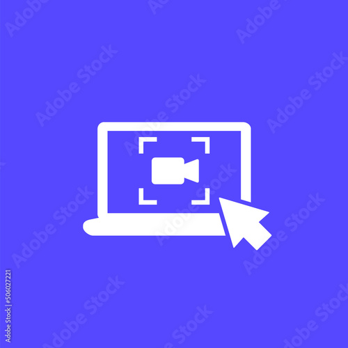 screen recording in laptop vector icon