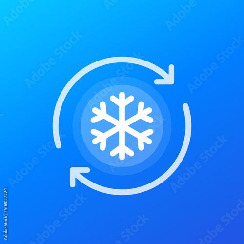 refreezing icon with a snowflake, vector