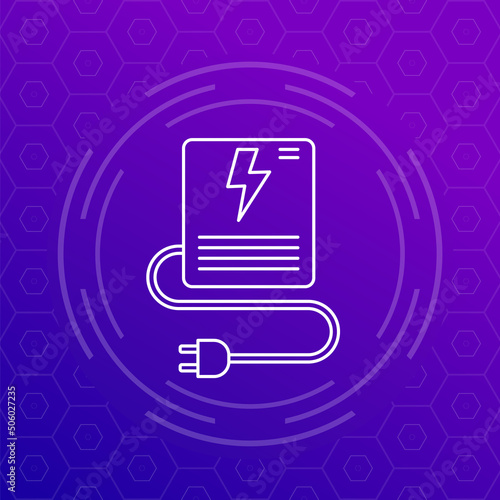 UPS, uninterruptible power supply line vector icon