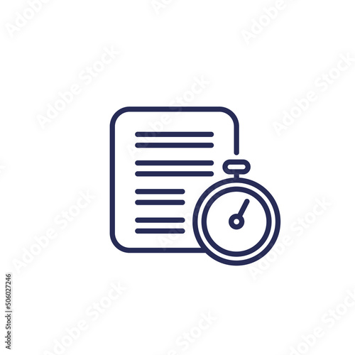 timesheet line icon, document and stopwatch